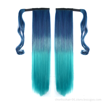Top Quality Natural Color Chorliss Goddess Long Straight With Wrap Around Japanese Synthetic Fiber High Ponytail Hair Extension